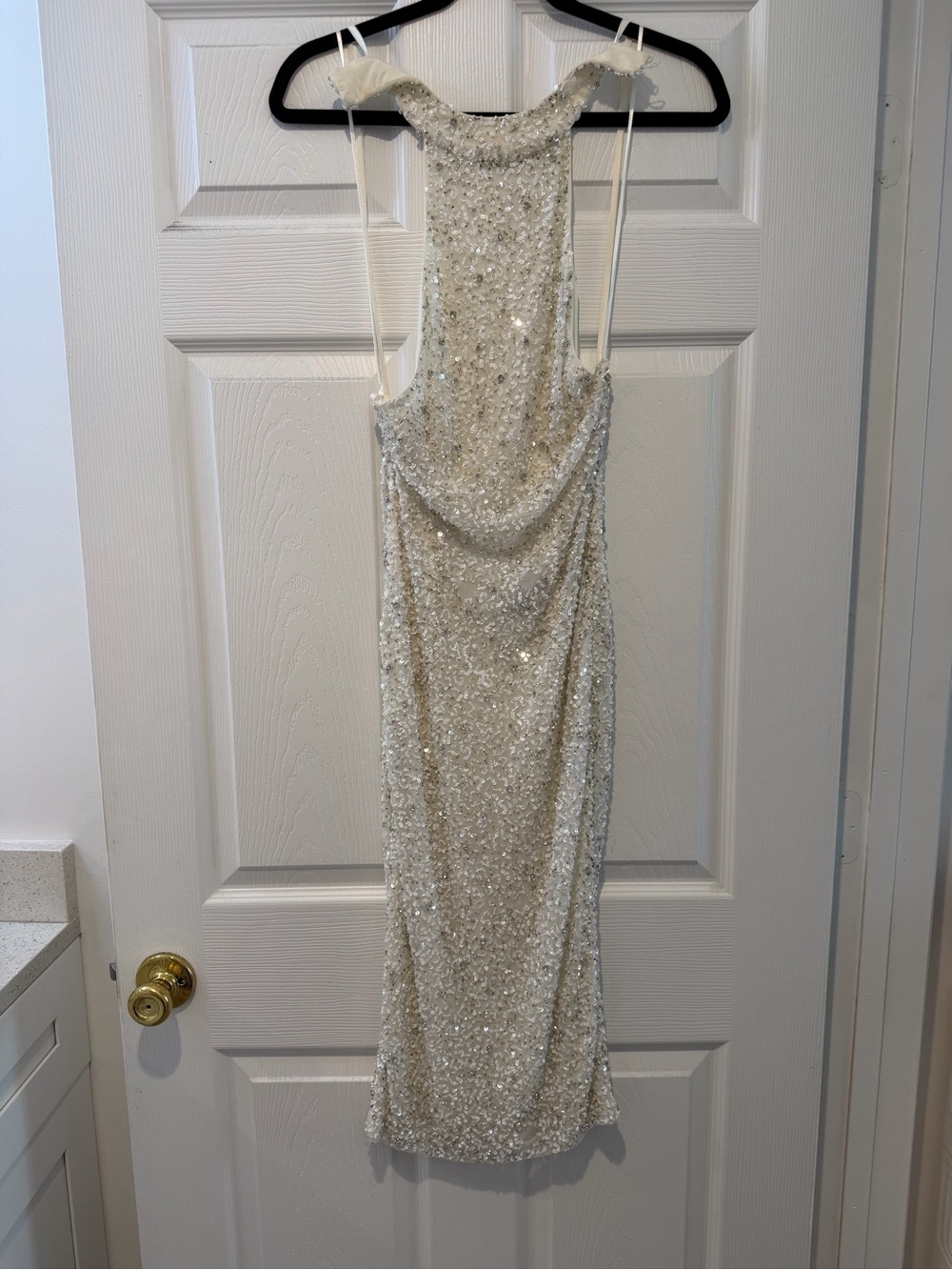 Retrofete Ivory Sequin Midi Dress